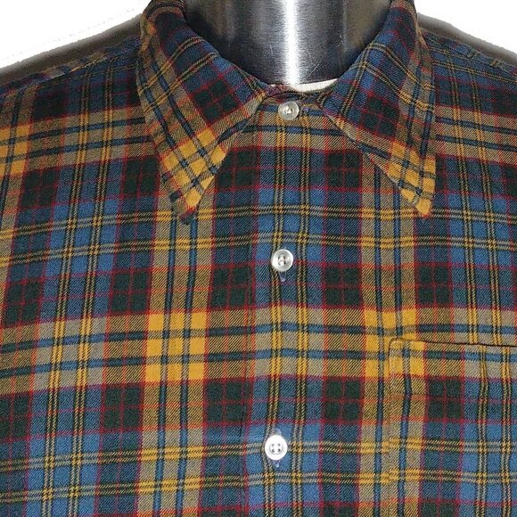 L.L. Bean 1950's Swiss Made Western Flannel Cotton Wool Button Down Shirt Sz L - Picture 13 of 13
